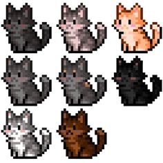 pixel art cats and kittens