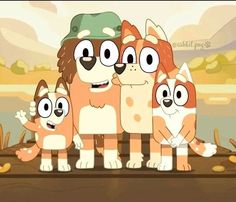 a group of cartoon dogs standing next to each other