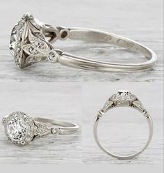 three different types of engagement rings sitting on top of each other