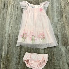 Baby Biscotti Light Pink Layered Dress With Flowers. Size 24 Months. Nwt. Non Smoking Household. Sweet Style Baptism Dress For Spring, Sweet Spring Baptism Dress, Cute Dresses For Spring Baptism, Playful Summer Dress For Baptism, Pink Layered Dress, Biscotti Light, Green Ruffle Dress, English Dress, Ladybug Dress