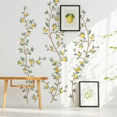 Lemon Branches Wall Stickers - Made of Sundays Watercolour Lemon, Lemon Branch, Cloud Wall Decal, Scandinavian Wall, Wallpaper Stickers, Light Texture, Kids Rooms, Of Wallpaper, Green Plants