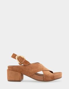 Chrystie Tan Suede Crisscross Molded Footbed Block Heel Sandal – Aerosoles Chic Brown Cross Strap Sandals, Brown Cross Strap Sandals With Heel Strap, Brown Sandals With Heel And Cross Straps, Wide Width Heels, Casual Sandals Womens, Wide Width Boots, Wide Width Sandals, Comfort Shoes Women, Sandal Platform