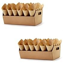 two cardboard boxes filled with brown paper cups