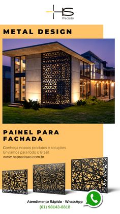 an advertisement for a metal design project with the words panel para fachada on it