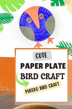 a paper plate bird craft with the title cut out