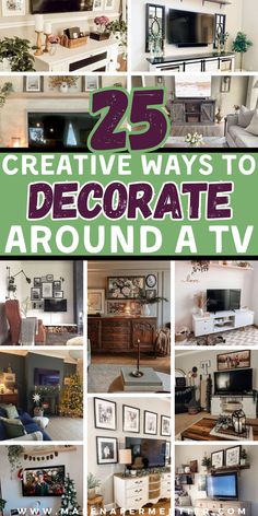 how to decorate around a tv Pictures Around Tv On Wall, Decorate Tv Wall Living Room, Living Room Decor Around Tv, Decorate Around Tv, Decorate Tv Wall, Country Farmhouse Living Room, How To Decorate Around A Tv, Tv On Wall, Wall Living Room Decor