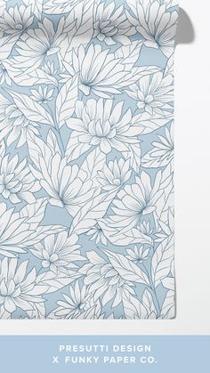 grandmillennial floral dusty blue wallpaper swatch Powder Blue Wallpaper, Wallpaper For Interior, Wallpaper For Home, Minted Art, Dining Room Wallpaper, Feature Wallpaper, Large Scale Floral