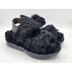 Shoes Are Brand New, Never Used, With No Box. Shoes Are 100% Authentic From Ugg. Ugg Fluff Yeah Black Gray Faux Fur Sandal Slide Slipper 1095119 Size 7 Retails: $100 Shipped Via Fedex, Ups, Or Usps. All Sales Are Final. Returns Are Not Accepted (Unless Item Shipped Was Incorrect). If You Have Additional Questions, Please Do Not Hesitate To Contact Us. We Are Glad To Assist. Comfortable Black Slippers With Faux Fur Lining, Winter Sandals With Faux Fur Lining And Round Toe, Black Cushioned Slippers For Winter, Black Casual Slippers With Faux Fur Lining, Black Flat Slippers For Winter, Black Flat Winter Slippers, Black Synthetic Slippers With Faux Fur Lining, Black Slippers With Faux Fur Lining, Black Fluffy Slippers For Winter