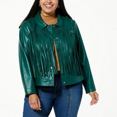 G by Giuliana Black Label Faux Leather Graphic Fringe Jacket  A modern-day, versatile wardrobe staple, this graphic fringed, faux leather jacket adds an effortless cool-girl vibe to all your workday-to-weekend looks. Fall Outerwear With Tassels For Work, Fall Workwear Outerwear With Tassels, Trendy Spring Fringe Outerwear, Chic Long Sleeve Leather Jacket With Fringe, Chic Leather Jacket With Fringe And Long Sleeves, Chic Long-sleeve Leather Jacket With Fringe, Chic Leather Jacket With Fringe For Fall, Trendy Fringe Outerwear For Spring, Chic Leather Jacket With Fringe