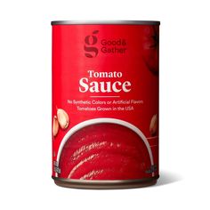 a can of tomato sauce on a white background