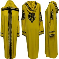 Latest Design Women Hooded Abaya Farasha Jalabiya Long dress . Brand new. As a result, comes in original plastic wrap with Hijab included. Beautiful material with a premium feel. Exclusive new design Abaya.   Open  front with Zip  Comes with  belt  Fabric: zoom  colour -yellow  Latest new design!  Suitable for easy iron.   Do not tumble dry.  Dry clean  Abayas are known by many names. However, they serve the same purpose: to cover. Other models are usually kaftans, cut from light, flowing fabrics like crepe, georgette, and chiffon. Other known styles are open or closed front. Styles differ from region. Some have embroidery, while others are brightly coloured and have different artwork.  If you require assistance with your purchase, please don't hesitate to contact us. We have a good track Traditional Maxi Length Khimar With Dabka, Traditional Maxi Length Khimar With Dabka Details, Traditional Long Khimar For Eid, Hooded Abaya, Design Abaya, Simple Abaya, Plastic Wrap, Luxury Women, Dress Clothes For Women