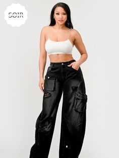 Midnight Fade Cargo Pants - Soirées Boutique Utilitarian Fashion, Stylish Cargo Pants, Black Cargo Pants, Plus Swimwear, Black Cargo, Lingerie Accessories, The Midnight, Plus Size Swimsuits, Urban Style