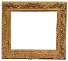 an old gold frame with ornate designs on the edges and sides, isolated against a white background