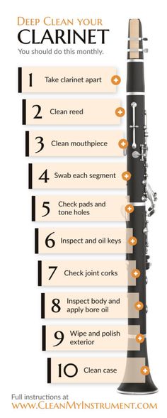 an info sheet describing how to clean your clarinet