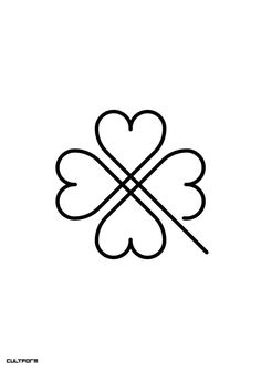 a clover with two hearts crossed over it