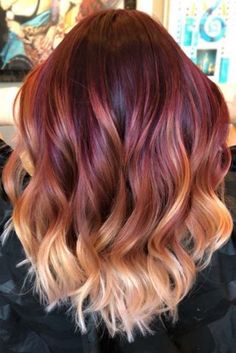 Red And Blonde, Red Blonde, Ombre Hair Blonde, Hair Color Burgundy, Red To Blonde, Ombré Hair, Burgundy Hair, Trendy Hair Color