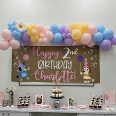 a birthday party with balloons and decorations