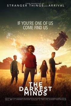 the movie poster for the film the darkest minds, featuring three people standing in a field