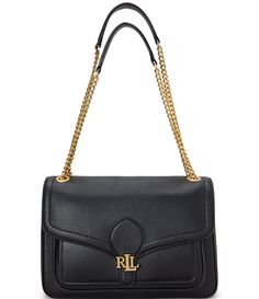 From Lauren Ralph Lauren&#x2C; the Pebbled Medium Bradley Convertible Shoulder Bag features:Polished “LRL” metal hardwareShell: leatherLining: cottonMagnetic snapped closureExterior: slip pocketInterior: zip pocket and a cargo pocketApprox. 11" H x 7.5" L x 3" DWeighs approx. 1 lb.&#x2C; 11.5 oz.Convertible chain strap with an approx. 21.5"LClean by a leather specialistIncludes a dust bagIm Ralph Lauren Bag, Ralph Lauren Bags, Convertible Bags, Luxury Bag, Chain Shoulder Bag, Medium Bags, Lauren Ralph Lauren, Chain Strap, Convertible