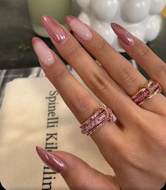 Mauve Nails, Pink Chrome Nails, Chrome Nails Designs, Spring Acrylic Nails, Simple Gel Nails, Basic Nails, Cat Eye Nails