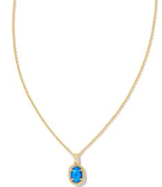 From Kendra Scott&#x2C; the Daphne Framed Short Pendant Necklace features:Short pendant necklace14K gold or rhodium over brass Lobster clasp w/single adjustable slider bead closureApprox. 19" length Imported. Blue And Gold Jewelry, Pandora Jewlery, Blue Vibe, Teen Stuff, Short Pendant Necklace, Wishlist Ideas, Church Camp, Preppy Jewelry, Pretty Jewelry Necklaces