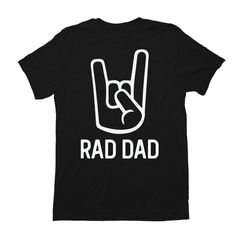 Rad Dad T-shirt is the perfect gift for your Radical DAD. He won't want to take his new super soft tees! How to Order: 1. Choose size. 2. Choose t-shirt color. 3. Sit back while we get to work! Unisex Tee: Fits like a men's sized t-shirt. For ladies we suggest sizing a size or two down on these. DARKER COLOR PURPLE. Care Instructions: We recommend washing all garments inside out with cold water and hang dry, for the longest wearing life. Do not Iron on the print! ALL t-shirts are made to order a Father's Day T-shirt With Funny Text In Relaxed Fit, Father's Day T-shirt With Funny Print, Father's Day Band Merch T-shirt With Short Sleeves, Father's Day Band Merch T-shirt, Father's Day Funny Text Cotton T-shirt, Funny Screen Print T-shirt For Father's Day, Father's Day T-shirt With Funny Print In Relaxed Fit, Father's Day Black T-shirt With Funny Print, Father's Day Fan Merchandise T-shirt With Crew Neck