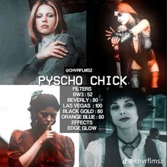 an advertisement for the movie psychic chick, featuring photos of women with different facial expressions