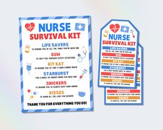 a nurse survival kit with instructions for nurses to do it on the front and back