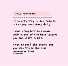 a pink background with the words daily reminders