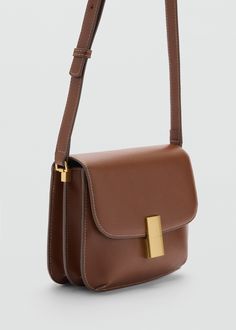 Crossbody bag with metal closure Crossbody Bag Outfit, Mango Bags, Brown Leather Crossbody Purse, Casual Purse, Best Crossbody Bags, Brown Leather Crossbody Bag, Brown Crossbody Bag, Black Crossbody Purse, Brown Crossbody