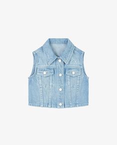 An adorable vintage staple, this Denim Vest is a fashion piece you didn’t know your child needed until now. This vest is all about the details and featuring two front pockets, Petite Revery buttons, and a daydreamer cloud embroidery. Made from TENCEL™ Denim, it feels soft against the skin but can withstand wear and tear. TENCEL™ Denim is an eco-friendly denim that is produced using less water than conventional denim. We love it because not only is it sustainable but the denim has a long lasting Trendy Cotton Vest With Snap Buttons, Spring Cotton Denim Vest With Snap Buttons, Trendy Cotton Denim Vest With Snap Buttons, Light Wash Cotton Denim Vest With Buttons, Cotton Vest With Medium Wash And Buttons, Medium Wash Cotton Vest With Buttons, Cloud Embroidery, Jumpsuit Jacket, Light Wash Denim