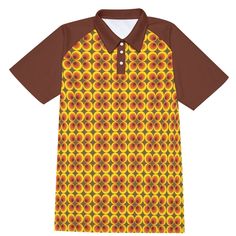 Polo Shirt, Vintage polo, Men's polo shirt, Brown polo shirt, 70s shirt men, Mod shirt,Men's vintage shirt,vintage style shirt,plus size men Made to order, Designed in California, Manufactured overseas Inspired by the 60s and 70s, I wanted to design men's shirt that reminds me of that era. Knit material. Very comfortable to wear. Great with corduroy pants and wide leg jeans. Bring out the retro in you! :) Custom made to order  ● Fabric: 100% polyester, knit texture ● Regular fit ● Short sleeve, Yellow Collared Polo Shirt For Summer, Brown Cotton Polo Shirt For Summer, Vintage Summer Polo Collar T-shirt, Retro Polo Collar T-shirt For Summer, Brown Collared Top With Graphic Print, Retro Cotton Polo Shirt For Summer, Retro Fitted Polo Shirt, Retro Fitted Collared Polo Shirt, Fitted Retro Collared Polo Shirt