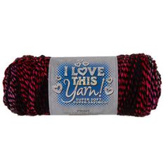 red and black yarn with the words i love this yarn