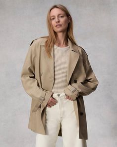 Buy Beverly Cropped Trench for USD 758.00 | rag & bone Cropped Trench Coat, Going Out Looks, Poplin Shirt, Athletic Fits, Blazers For Women, Rag & Bone, Double Breasted, Blazer Jacket, Coats Jackets