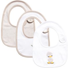 ARMANI NEWBORN Beige & White Cotton Baby Bibs (Pack of 3) Armani Jeans