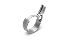 a silver ring with an open design on the outside and inside, against a white background