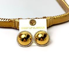 Bracha | Le Dome Stud Earrings in Gold Tone - Giddy Up Glamour Boutique Giddy Up Glamour, Trendy Earrings, Elevate Your Look, Small Jewelry, Matching Necklaces, Steel Water, Sale Items, 18k Gold, Gold Tones