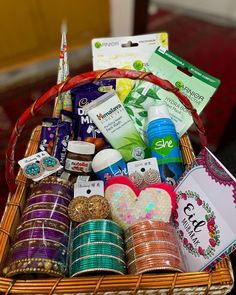 a basket filled with lots of different items