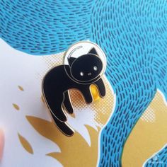 Black Space Cat Enamel Pin | Etsy Cat Enamel Pin, Bag Pins, Monteverde, Cat Character, Pin Art, Space Cat, Crafty Diy, Cute Pins, Cat Stickers