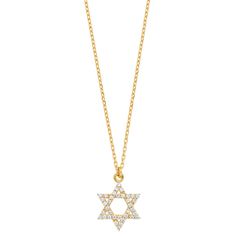 "This cubic zirconia Star of David pendant is a lovely way to showcase your faith. This cubic zirconia Star of David pendant is a lovely way to showcase your faith. Pendant size: 3/4""L x 1/2""W Chain length: 18 in. Chain type: cable Clasp: spring-ring Metal: sterling silver Finish: polished Additional details: CZ accents Packaging: boxed Please note, due to the high value of this item, a signature may be required upon delivery. Size: 18"". Color: White. Gender: female. Age Group: adult. Materia Gold Cubic Zirconia Star Of David Necklace, Star Of David Necklace In Cubic Zirconia As Gift, Star-shaped Cubic Zirconia Diamond Necklace Gift, Star Of David Pendant, Star Of David, Metal Rings, Spring Rings, Chain Lengths, Jewelry Necklace Pendant