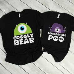 Googly Bear And Schmoopsie Poo Couple Shirts - Monsters Inc Inspired Matching T-shirts - Disney Anniversary Shirt Couples Disney Shirts, Disney Anniversary, Disney Couple Shirts, Disney Halloween Shirts, Matching Disney Shirts, Disney Trip Shirts, Matching T Shirts, Anniversary Shirt, Disney Couples