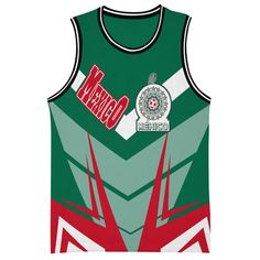 Mexico Sporty Style Basketball JerseyDescriptionProduct Details: This jersey is made from Mesh fabric, sleeveless, breathable, and quick dry. This is the best ideal for hip-hop party, retro party, basketball, lacrosse, any type of training, Chrismas gift and daily life. Thread line color is black or Black only Each item is custom printed, cut, and sewn just for you when you place your order – there may be small differences in the design on the seams due to the custom nature of the production pro Breathable Tops For Game Day In Sports Season, Breathable Tops For Game Day, Casual Breathable Sleeveless Jersey, Sleeveless Jersey Tops For Streetwear, Sleeveless Jersey With Team Logo For Sports Events, Sleeveless Jersey Tops With Team Spirit Style, Sporty Sleeveless Jersey For Streetwear, Sleeveless Team Jersey For Sports Events, Green Breathable Tops With Team Spirit Style