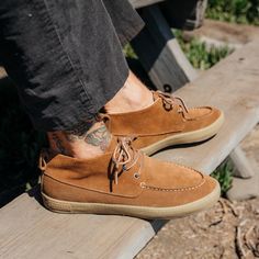 Achieve that easygoing loafer look with all the comfort of our original sneakers. A chill style in soft suede you can dress up or down. Boho Shoes Men, Suede Moc Toe Sneakers With Leather Sole, Boho Mens Fashion, Masculine Chukka Boots With Moc Toe, Western Mens Fashion, Slip-on Suede Moc Toe Dress Shoes, Slip-on Suede Moc Toe Sneakers, Workwear Lace-up Chukka Boots With Stitched Sole, Summer Dresses Shoes