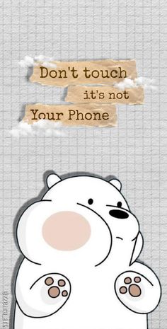 a polar bear with the caption don't touch it's not your phone