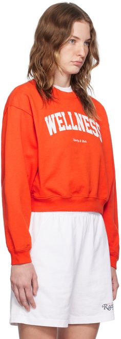 Oversized 11.5 oz French terry sweatshirt. Pre-shrunk and garment-dyed. · Rib knit crewneck, cropped hem, and cuffs · Logo and text printed at front Supplier color: Red clay Crew Neck Relaxed Fit Cropped Sweater In Athleisure Style, Sporty Crew Neck Cropped Sweater For Fall, Relaxed Fit Cropped Sweater With Crew Neck For Streetwear, Athleisure Cropped Sweater In Relaxed Fit For Streetwear, Athleisure Cropped Crew Neck Sweater For Streetwear, Relaxed Fit Cropped Sweater With Ribbed Cuffs, Relaxed Fit Cropped Sweater For Streetwear, Sporty Oversized Cropped Sweater With Crew Neck, Athleisure Relaxed Fit Crew Neck Cropped Sweater