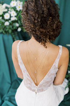 "Style Name: Sadie Our Sadie back necklace is a beautiful little bridal back chain has an added sparkle with 3 beautiful geninue crystal teardrop pendants in 3 different sizes and accented with round glass pearls.  Around the front neck is a choker necklace with a single 4mm round glass pearl and at the back, 3 tiers of pearl with crystal pendant drops in 10/12/16mm.  At the side neck, where all the chains meet, is a single round spring clasp closure for easy wear.  The perfect back necklace for Delicate Wedding Backdrop Necklace, Delicate Rose Gold Backdrop Necklace For Wedding, Low Back Wedding Dress, Open Back Wedding, Prom 2024, Back Wedding Dress, Back Necklace, Back Drop, Pearl Bridal