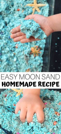 the homemade moon sand recipe is so easy to make and it's great for kids