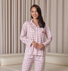 Personalized Tartan PJs - Customized Cotton Lounge Set, Custom Plaid Cotton Pajamas, Personalized Sleepwear, Winter Cozy Pjs, Pink Pajamas   Add a touch of cozy charm to your bedtime routine with these Personalized Plaid Cotton pajamas! Made from soft and breathable cotton fabric, these pajamas feature a classic plaid pattern that is perfect for lounging around the house or getting a good night's sleep. Personalize them with your initials or name for a special touch. Treat yourself to comfort an Plaid Cotton Sleepover Sets, Plaid Cotton Sets For Sleepover, Plaid Cotton Sleep Sets, Plaid Cotton Sleepwear Sets, Gingham Cotton Long Sleeve Sets, Gingham Cotton Sets With Long Sleeves, Gingham Cotton Set With Long Sleeves, Long Sleeve Gingham Cotton Set, Plaid Long Sleeve Pajama Set For Party