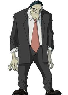 an animated man in a suit and tie