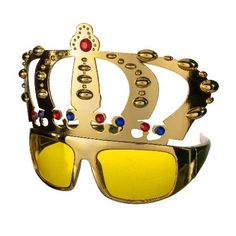 Look fabulous for Mardi Gras or any Masquerade Ball when you add our shiny Jeweled Crown Sunglasses to your costume. Our unique and great looking mask-like sunglasses are sure to spice up your Mardi Gras or Halloween ensemble and add to your disguise. One size fits most adults. Fun Glasses, Masquerade Ball, Gold Crown, A King, Spice Up, Mardi Gras, Spice Things Up, Mirrored Sunglasses, Crown